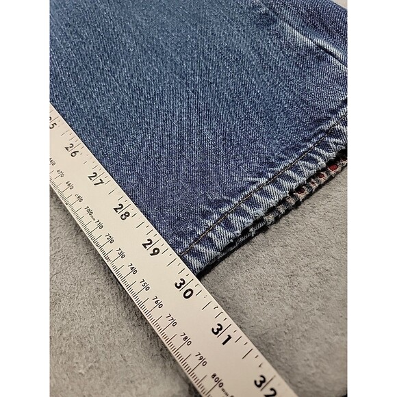 LL Bean Flannel Lined Jeans Mens 33 30x20 Straight Cotton Rise Distressed Work - Picture 3 of 16
